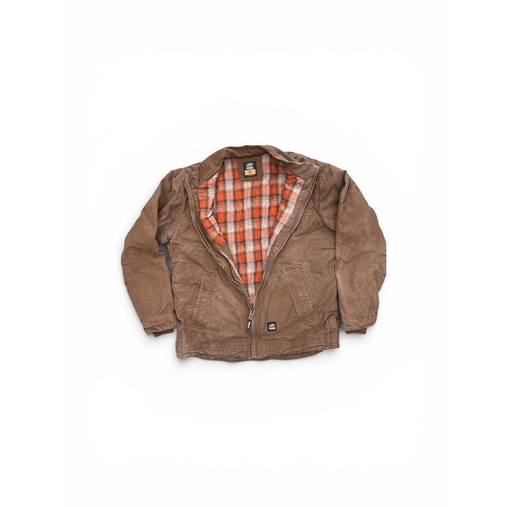 Berne Workwear Mens XL Tall Brown Duck Canvas Quilted Flannel Jacket JL17DW TALL